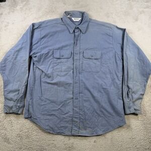 Vintage Five Brother Flannel Shirt Men XL 17 Blue Flap Pocket Button Up Made USA